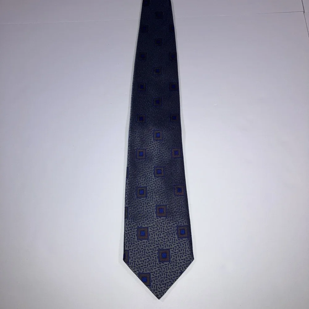 Villa Bolgheri Blue Abstract Geometric Silk Necktie‎ Made in Italy